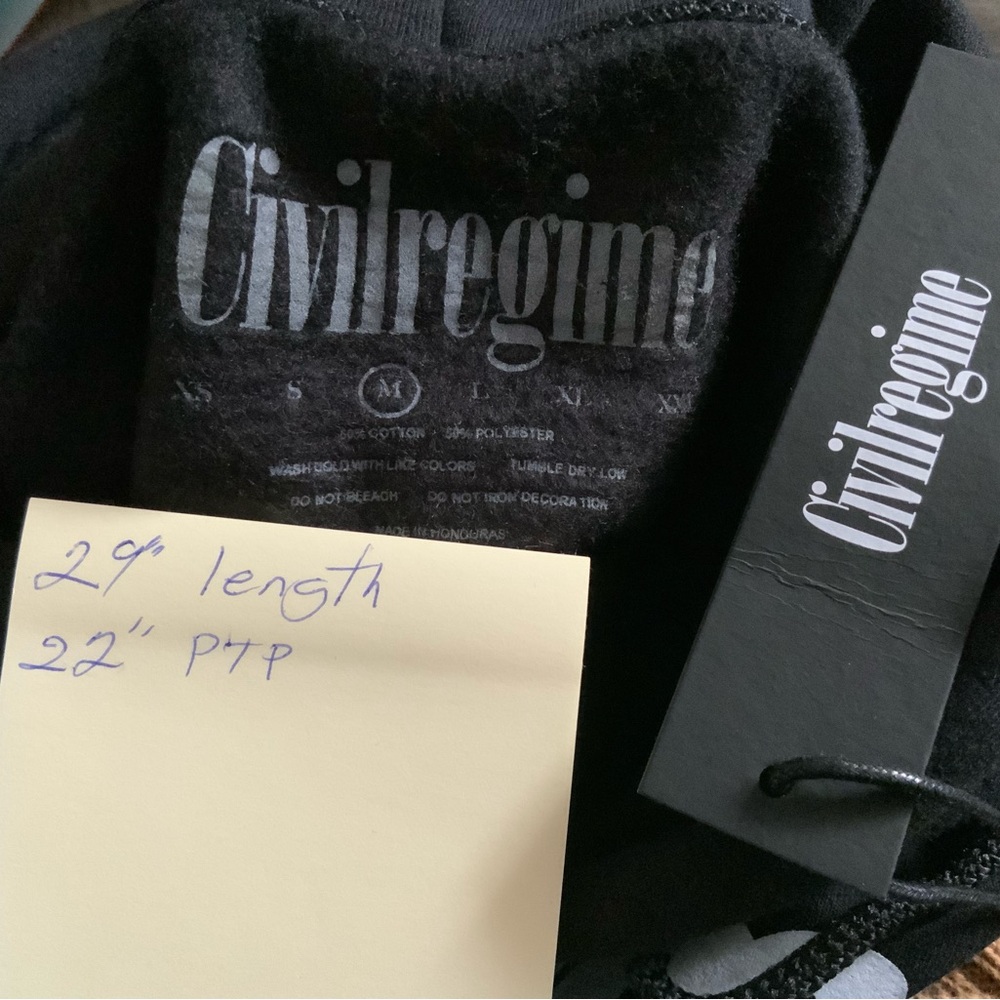 Civil Regime Black Graphic Turtleneck Hoodie Sweater - Picture 3 of 6